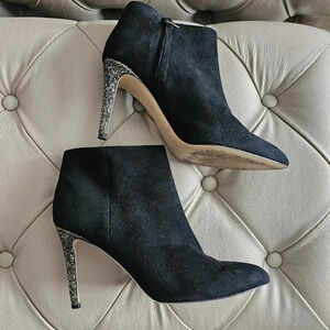 ❤HOST PICK❤️ Kate Spade Suede Niko Booties Glitter Heels Black Ankle  siz…